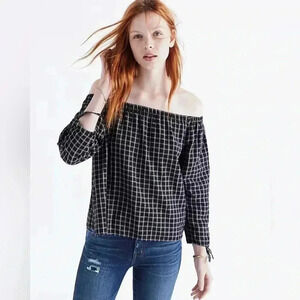 Madewell Plaid Off The Shoulder Top